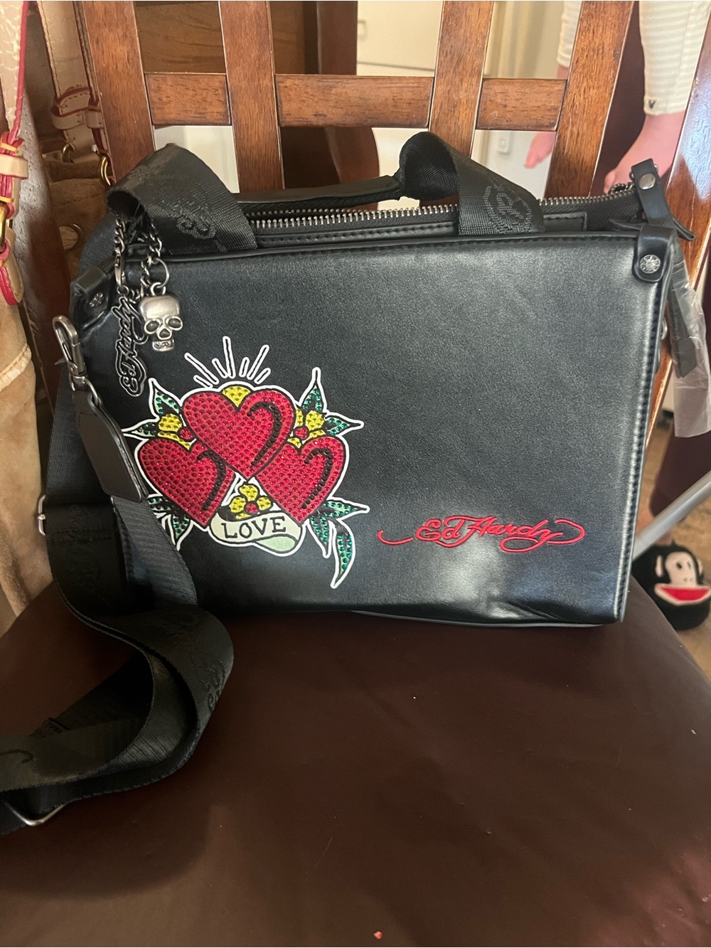Juicy Couture Pink and Black Mixed-Style Shoulder Bag Collage - Picture 2 of 10